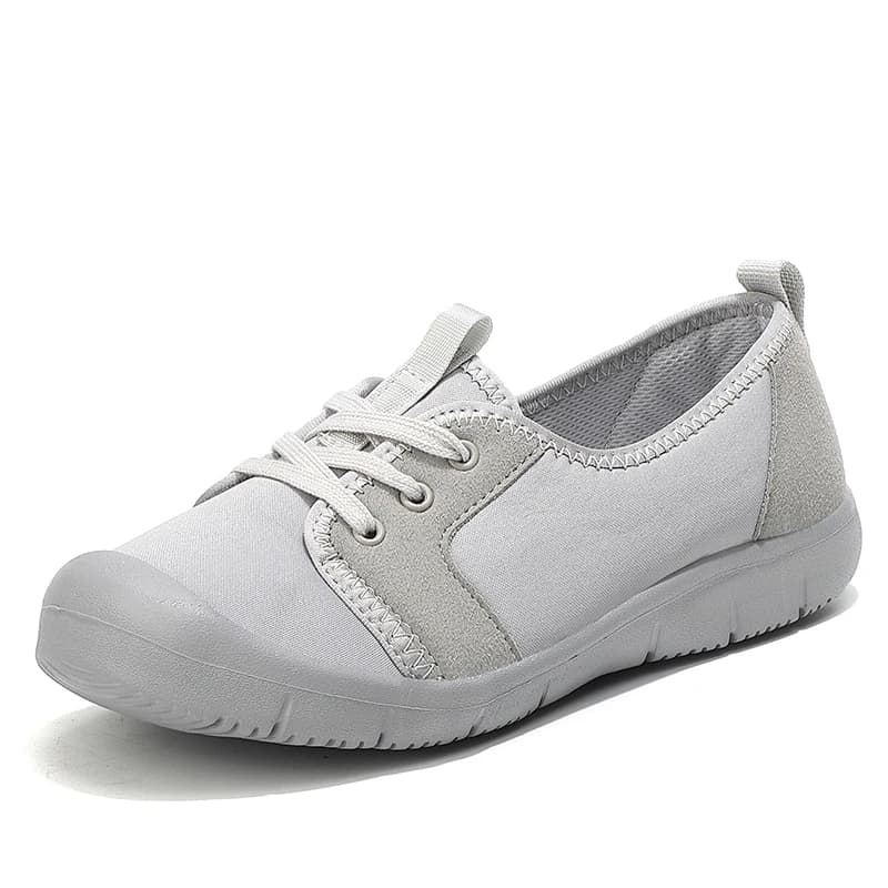 Tênis slip-on feminino Yeezy cinza claro com solado cinza antiderrapante casual confortável
