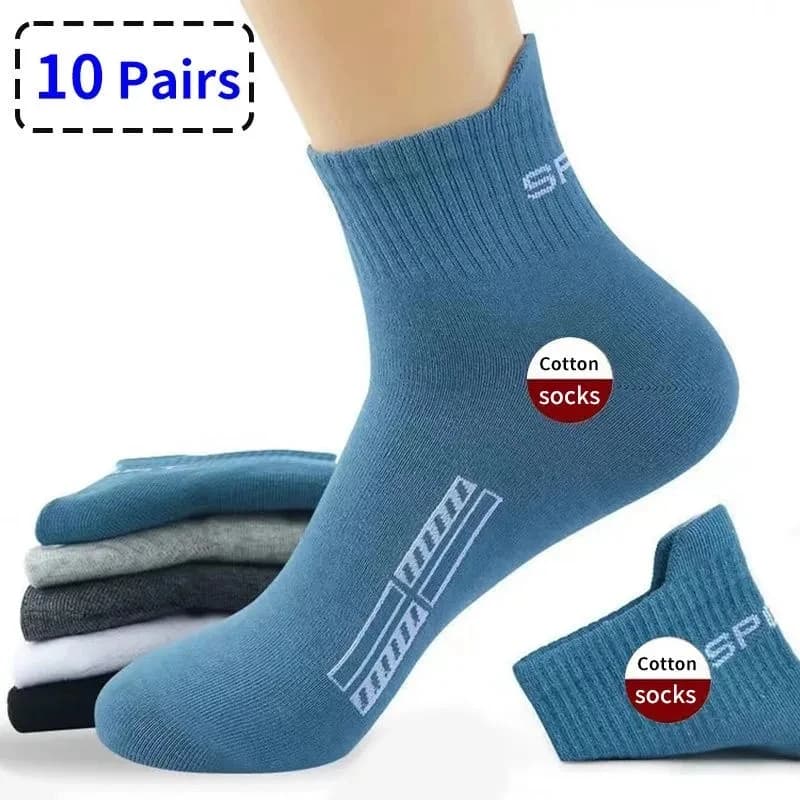 10/20 pares meias masculinas de alta qualidade casual respirável algodão homem correr meias esportivas primavera outono masculino sox presentes plus size 38-45