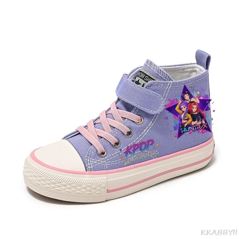 Tênis Infantil Kpop Demon Hunter, Calçados de Lona para Crianças, Tênis de Cano Alto para Meninos e Meninas, Calçados Casuais para Estudantes