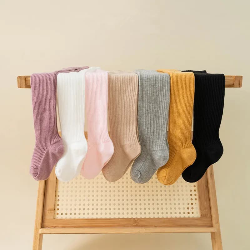 Meia-calça colorida de algodão para crianças, meia-calça de malha branca e preta para meninos e meninas, meias quentes para bebês recém-nascidos