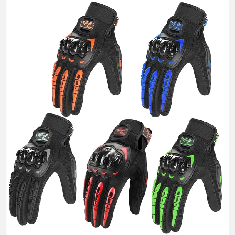 Luvas de Corrida para Motocicleta Masculinas de Verão Respirável Azul Equipamento de Proteção Motocross Vermelho com Palma Antiderrapante para Ciclismo