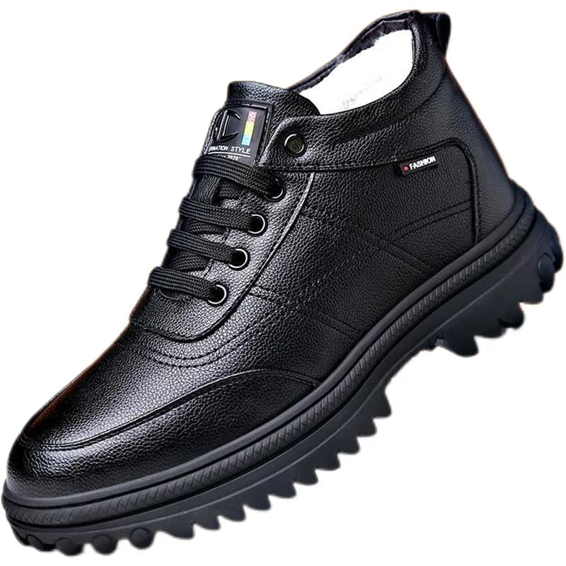 Novo inverno botas masculinas engrossado versátil sapatos de algodão casual acolchoado botas de neve masculino sapatos de couro ao ar livre sapato antiderrapante botas
