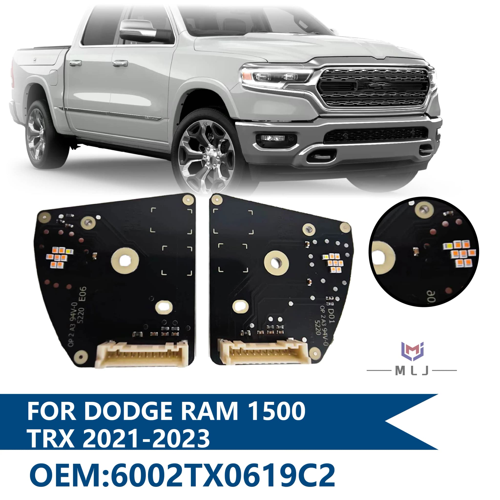 Placas DRL para Dodge Ram 1500 TRX 2021 2022 2023, Chip de Fonte de Luz 6002TX0619C2, Placa de Sinalização LED, Acessórios para Carro