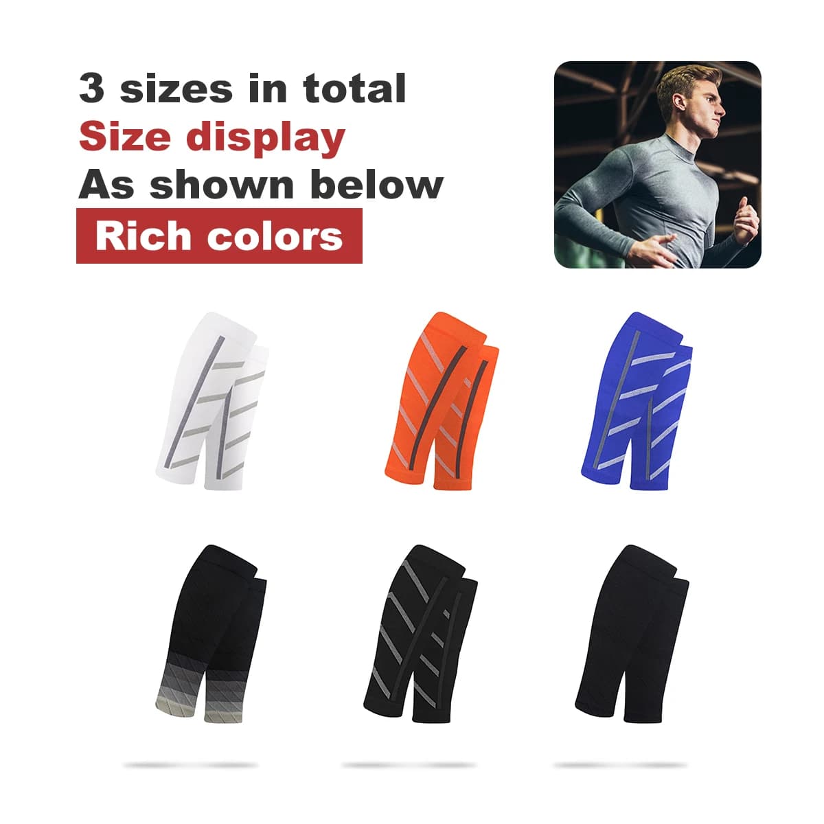 Meias esportivas de compressão, suporte para panturrilha, auxiliam para corrida noturna, leggings de nylon, meias finas para homens, corrida ao ar livre, meias de pressão longas