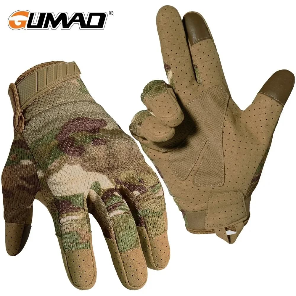 Camo tela de toque luvas táticas ao ar livre caça tiro esportes ciclismo combate airsoft caminhadas acampamento bicicleta equipamento antiderrapante