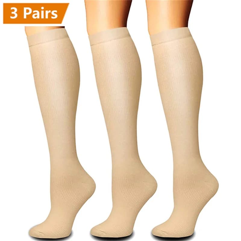 3 pares meias de compressão joelho alta varizes meias das mulheres dos homens meias esportivas anti fadiga alívio da dor meias de compressão