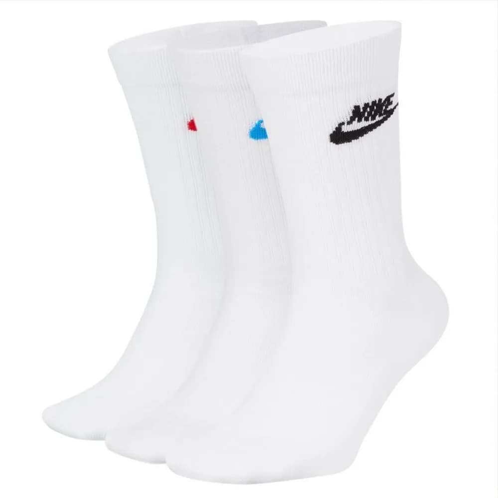 Meias Nike Masculinas e Femininas: Meias Esportivas e Casuais de Cano Médio, Respiráveis, Confortáveis e Elegantes, Pacote com 3 SK0109-911