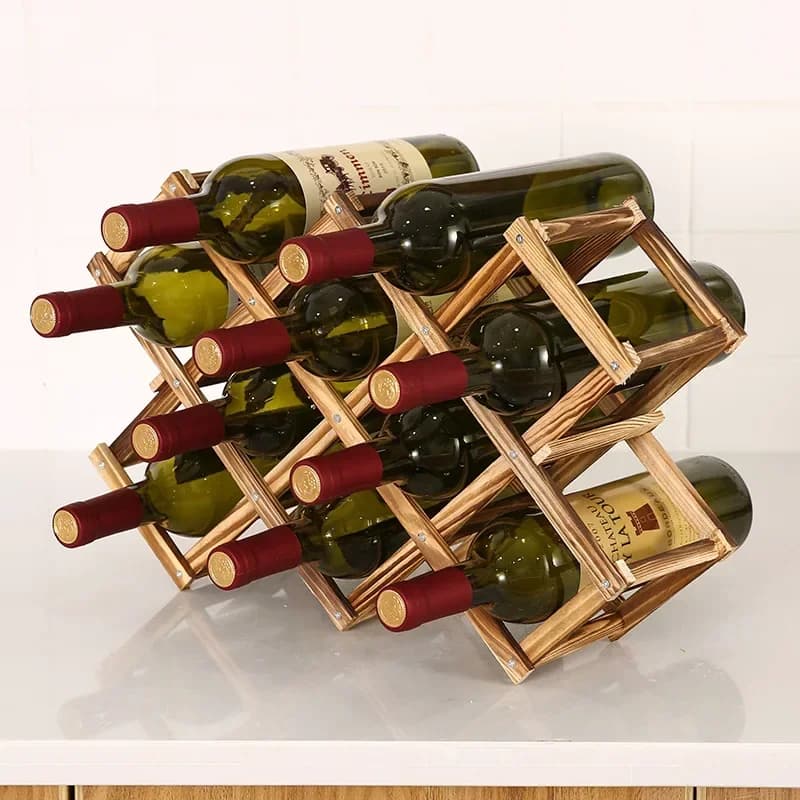 Racks de vinho de madeira dobráveis, suporte para armário de garrafas, prateleira de madeira, organizador de armazenamento para armário de exibição retrô