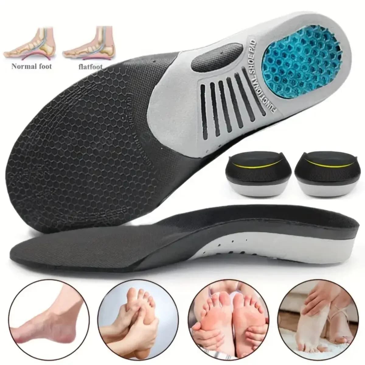 Orthotics Flat Foot Health Sole Pad, palmilhas ortopédicas para sapatos, Arch Support Pad, fascite plantar, almofadas de cuidados com os pés, 1 par