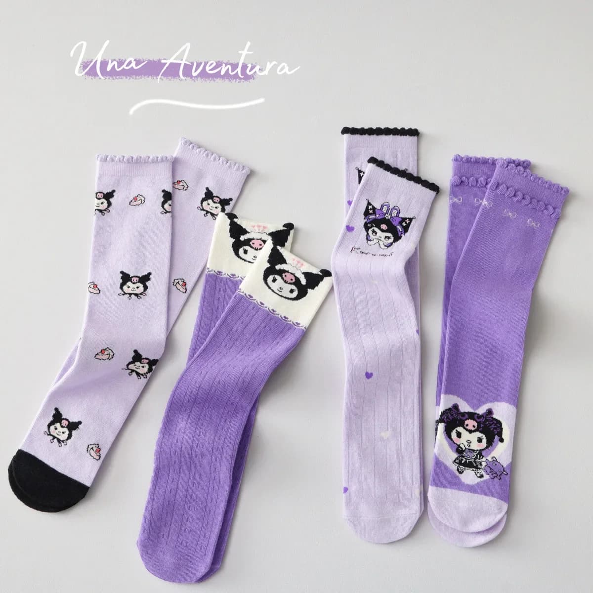 Meninas crianças primavera sobre o joelho meias kawaii kuromi minha melodia cinnamoroll pochacco outono inverno algodão meados de bezerro meias