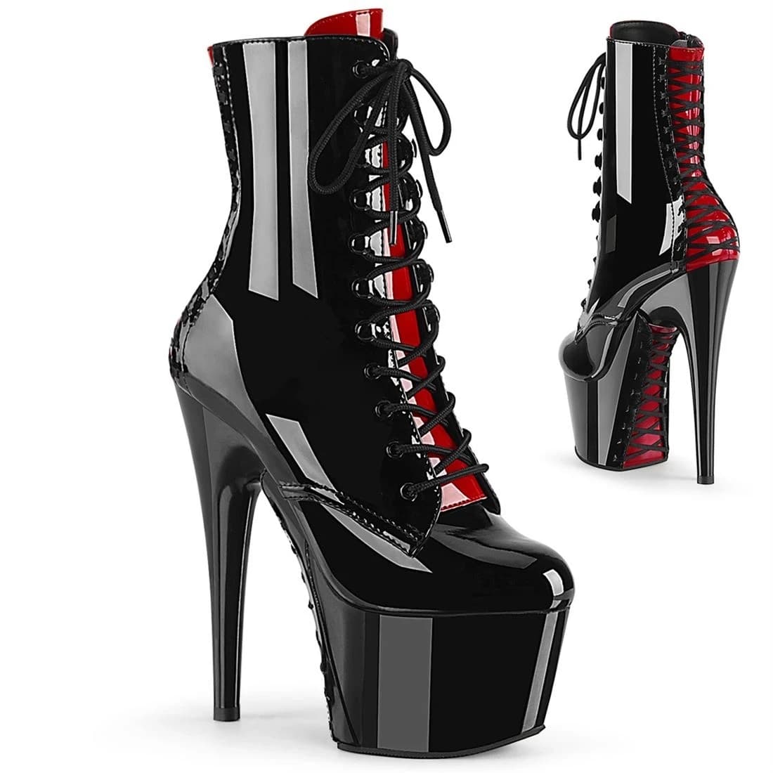 Sdtrft boate stilettos 17cm fino salto alto tornozelo botas plataformas sapatos mulher botas mujer festa de couro patente bombas de casamento