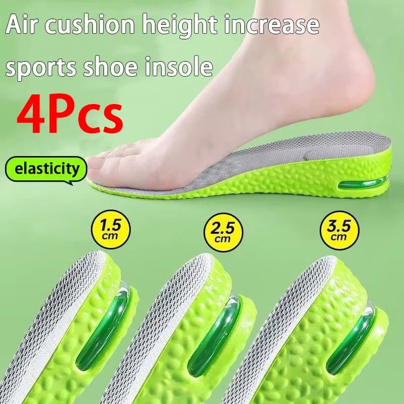 1 par/2 pares de palmilhas esportivas para aumento de altura, palmilhas com amortecimento de ar e absorção de choque, palmilhas respiráveis e confortáveis para homens e mulheres