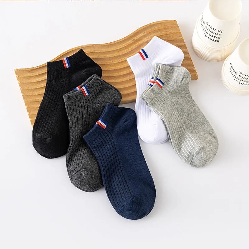 5 pares de verão fino mistura barco meias cor lisa mens casual meias suor respirável absorção calibração meias