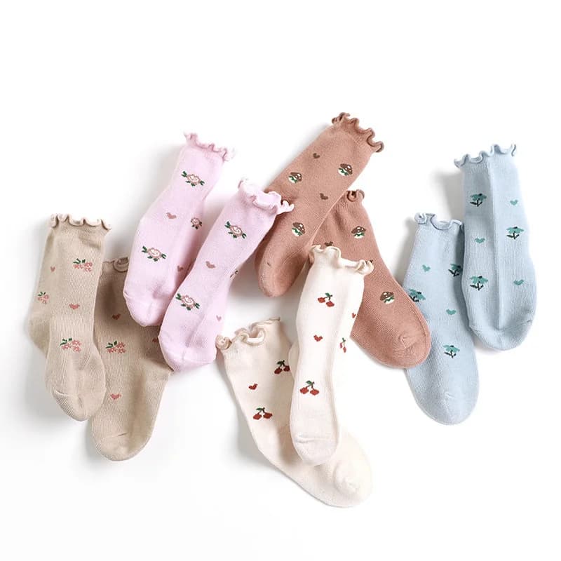 Lawadka 0-5t 5 pares/set crianças menina meias de algodão impressão meias do bebê para meninas moda macia da criança meias primavera outono novo