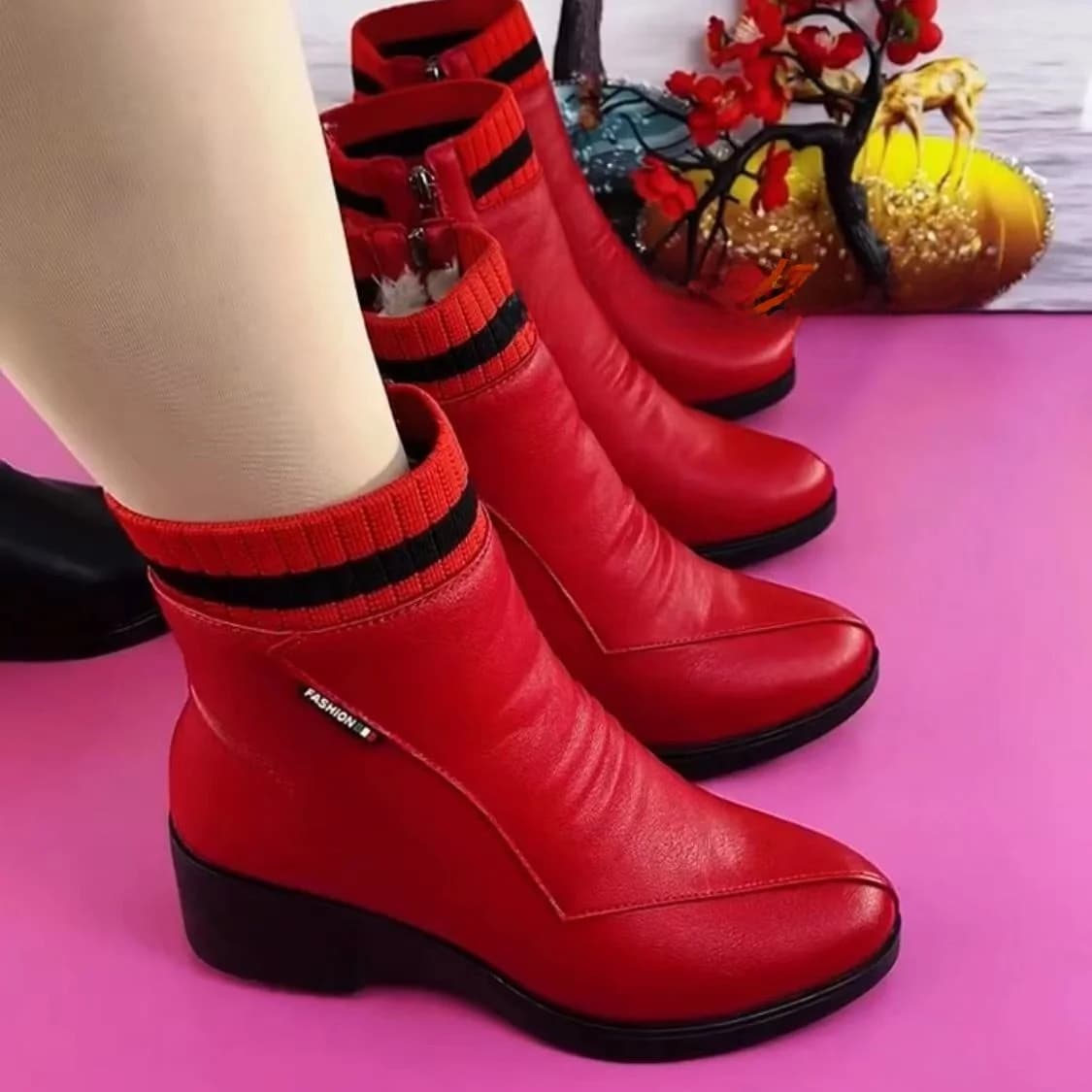 Botas Femininas de Inverno da Moda, Antiderrapantes de Borracha, Resistentes ao Desgaste, Sola Macia, Confortáveis, Sapatos d...
