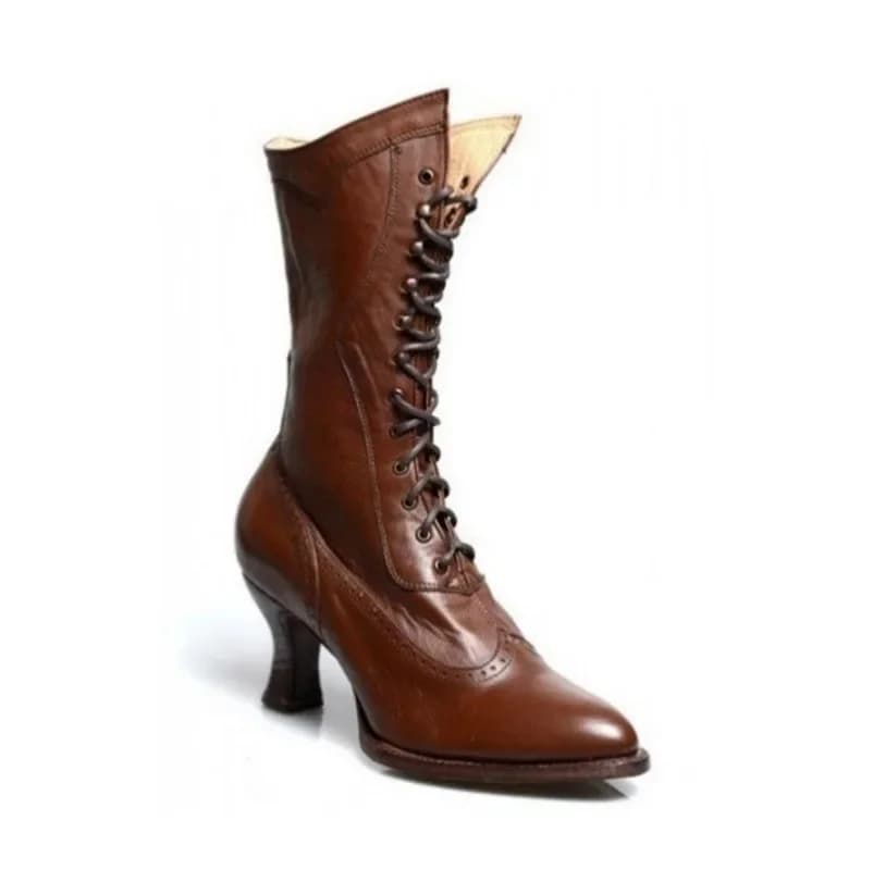 Sapato feminino retro cavaleiro bota de couro do plutônio tornozelo bota moda sapato de salto alto botas mujer