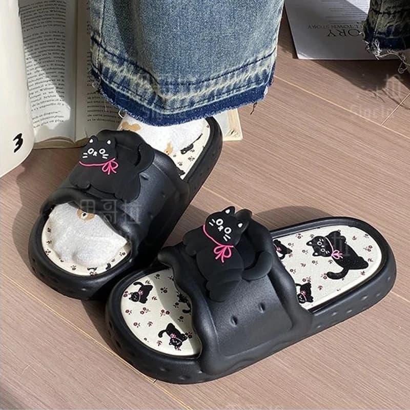Printting bonito urso feminino chinelos verão interior macio dos desenhos animados sandálias banheiro antiderrapante ao ar livre confortável masculino sapatos de lazer casal