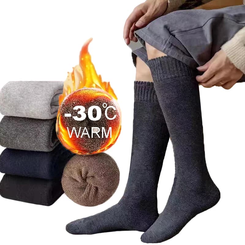 Inverno masculino joelho meias longas lã manter quente mais meia de compressão inverno terry meias algodão engrossar capa bezerro sokken presente