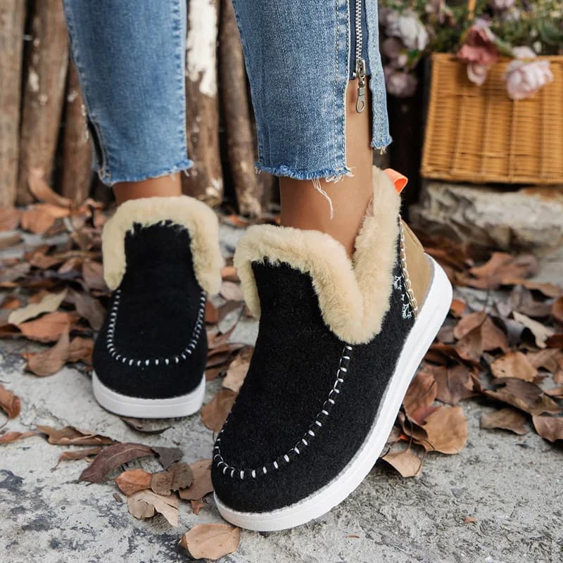 Botas de neve femininas de pelúcia sapatos deslizamento em sapatos femininos plus size botas de tornozelo plataforma novas botas mujer calçados de inverno feminino