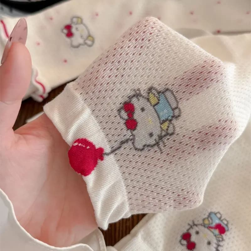 Meias Hello Kitty com Estampa de Anime e Desenho Animado Sanrio Kawaii, Meias de Verão Vazadas Respiráveis e Absorventes de Suor, Presente de Feriado para Meninas