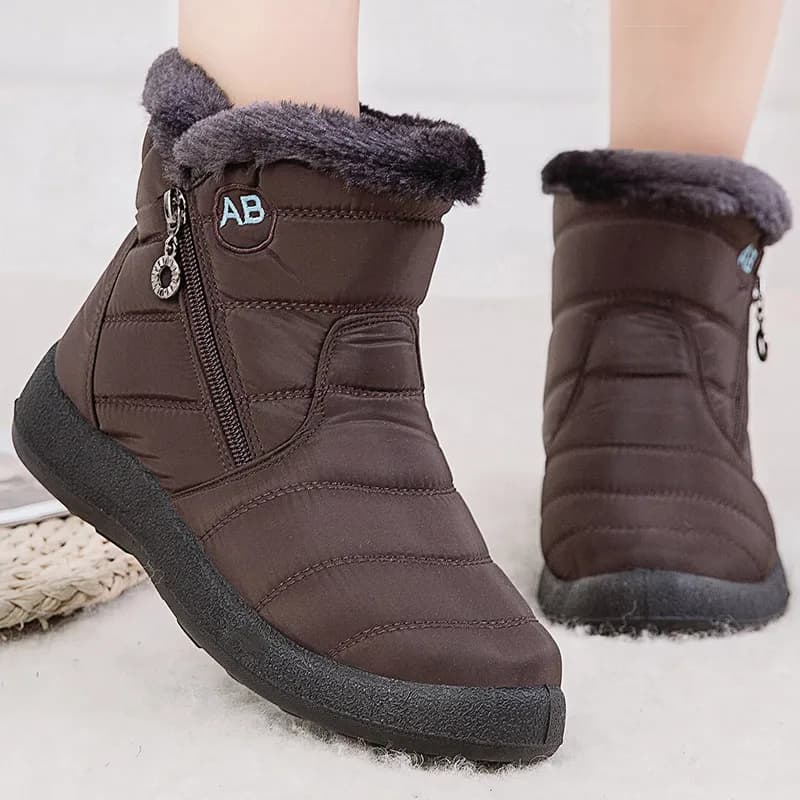 Botas femininas botas de tornozelo com pele sapatos de inverno mulheres saltos baixos botas de inverno neve à prova dwaterproof água botas mujer calçados de inverno
