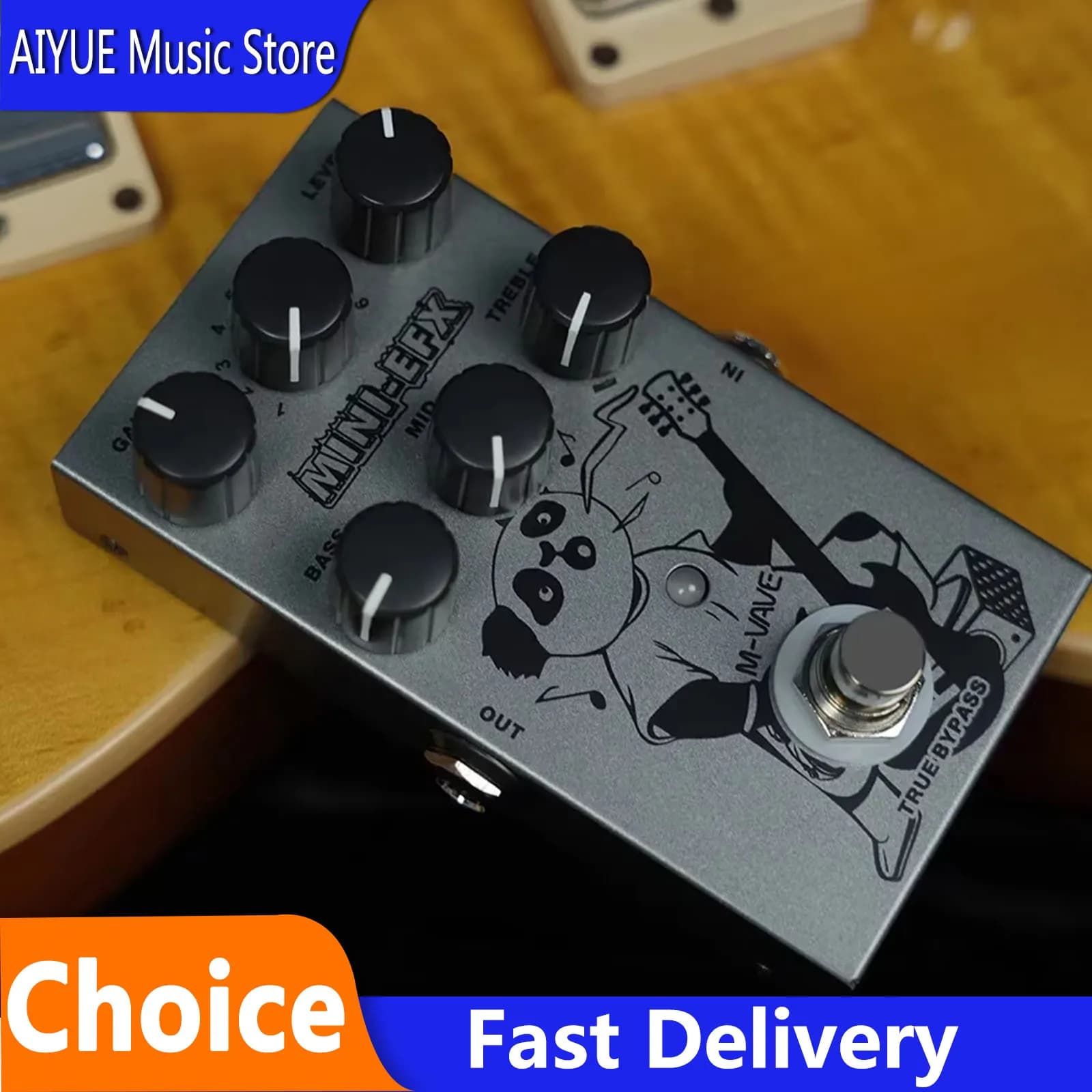Pedal Multiefeitos para Guitarra Elétrica M-VAVE MINI-EFX com 4 Efeitos de Overdrive, 4 Efeitos de Distorção, Boost, EQ e True Bypass de 3 Bandas