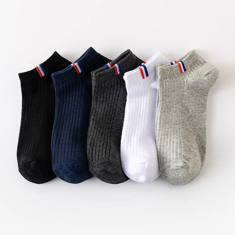 5 pares de verão fino mistura barco meias cor lisa mens casual meias suor respirável absorção calibração meias