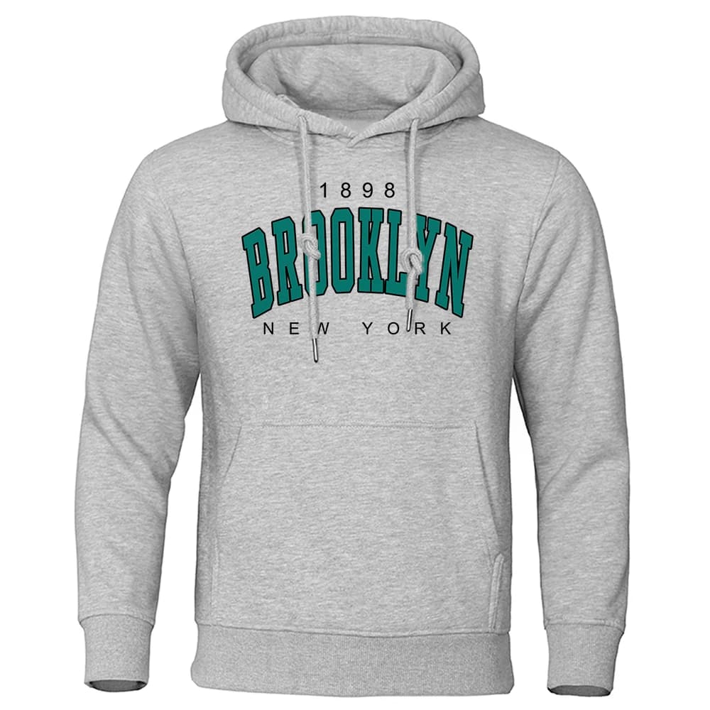 1898 Brooklyn New York Impresso Mens Hoodie Criatividade Crewneck Roupas Moda Oversized Moletom Fashio Crewneck Hoodie Masculino