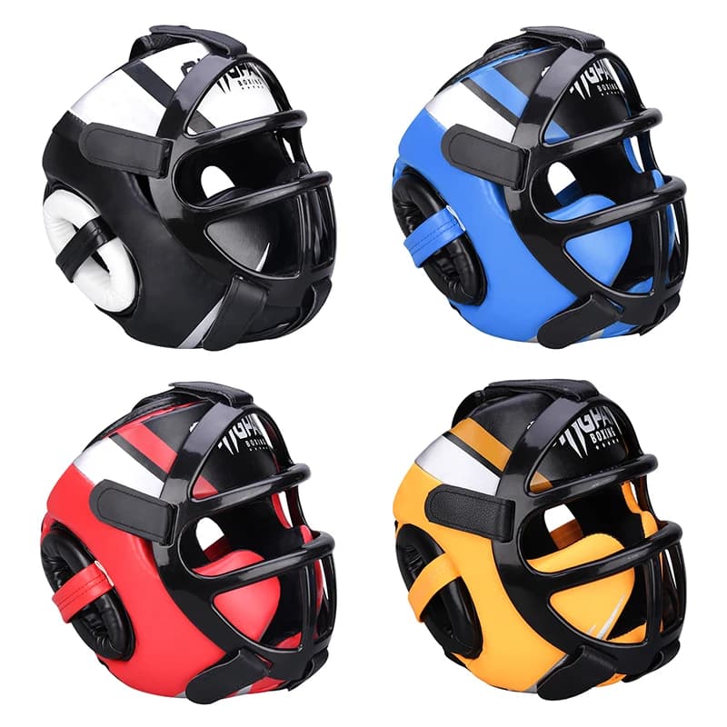 Capacete de boxe de couro pu de grau, protetores de cabeça para adultos e crianças, capacete de competição profissional mma muay thai kickboxing