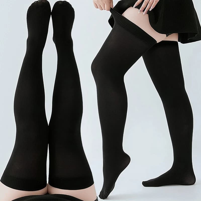 Sexy preto branco cor sólida meias longas mulheres sobre o joelho coxa alta sobre o joelho meias lolita senhoras meninas meias quentes do joelho