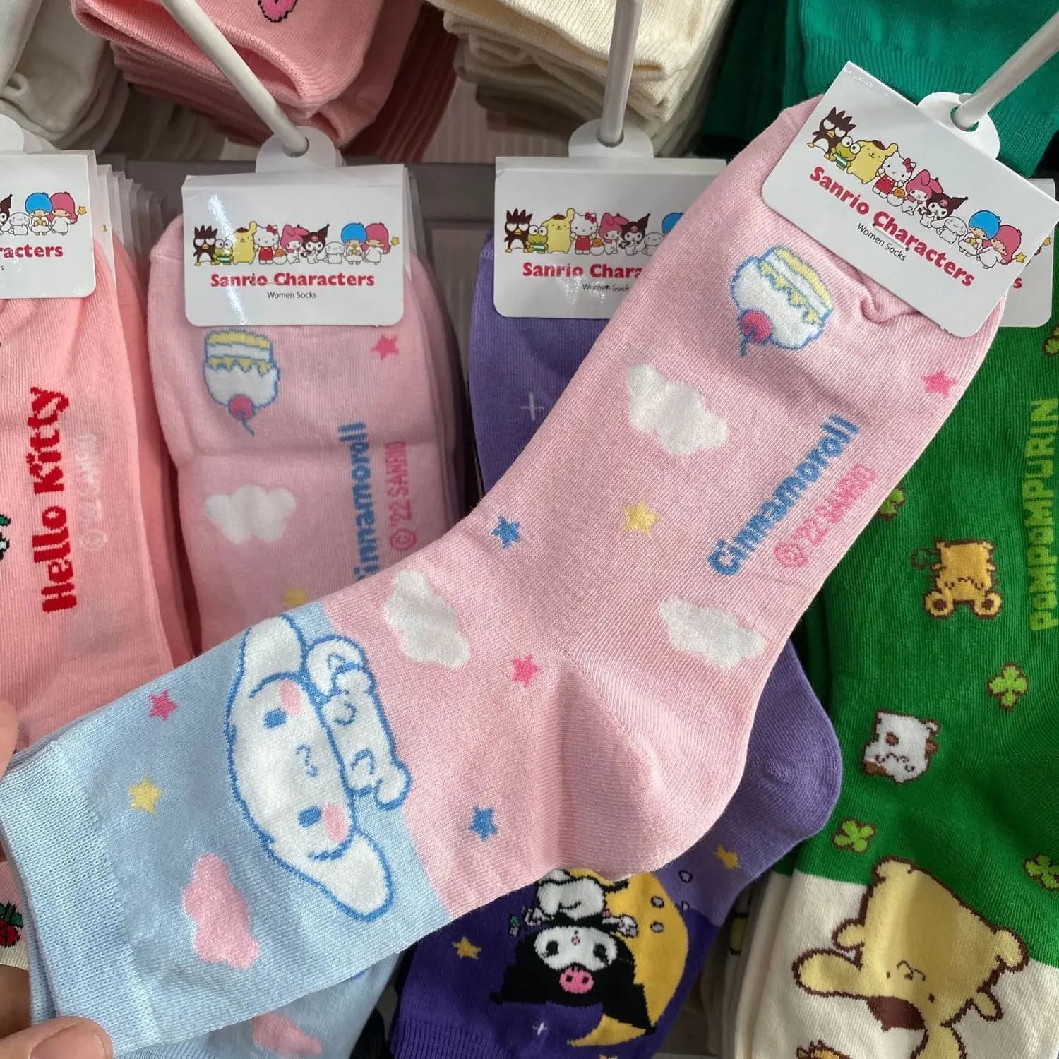 Novas meias sanrio melodia cinnamoroll tubo médio feminino doce dos desenhos animados bonito crianças meias meninas meias da menina