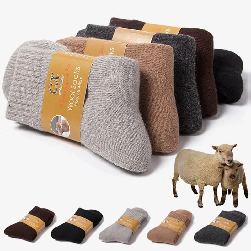 1 Pares meias termicas de inverno meia de lã meias masculino feminina meia peluciada de Inverno Quente Mulheres Meias Merino Lã Homens Super Mais Grosso Sólido Contra Frio Térmico Pelúcia Grossa Neve Terry Meias