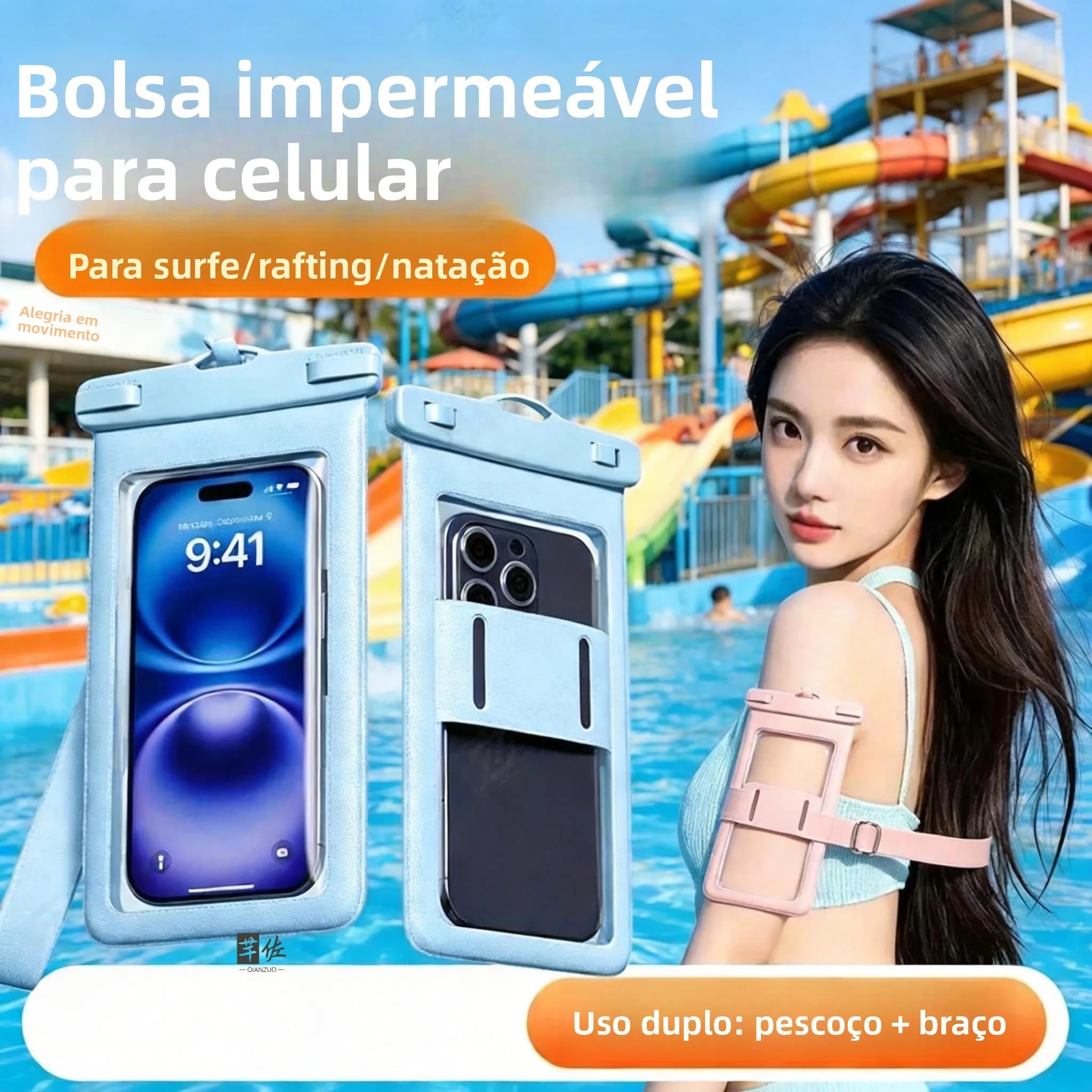 Bolsa de Telefone à Prova d'Água com Tela Sensível ao Toque para Natação, Snorkeling, Mergulho, Spa Térmico, Bolsa Transparen...
