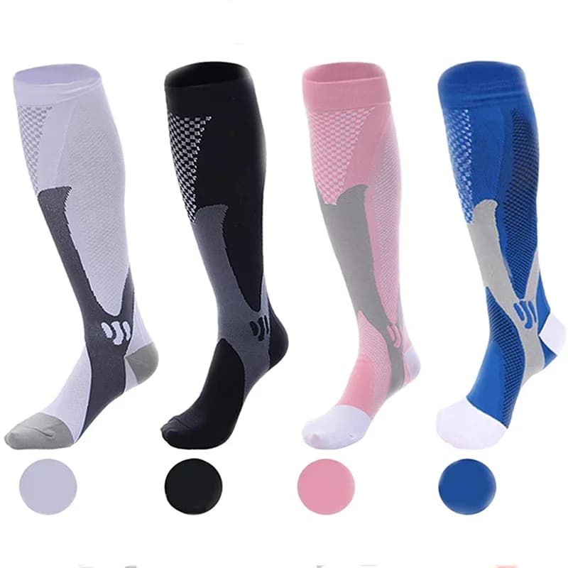 Meias Esportivas de Compressão para Homens e Mulheres, Meias de Corrida, Futebol, Maratona, Ciclismo, Futebol, Varizes, 20-30 mmHg