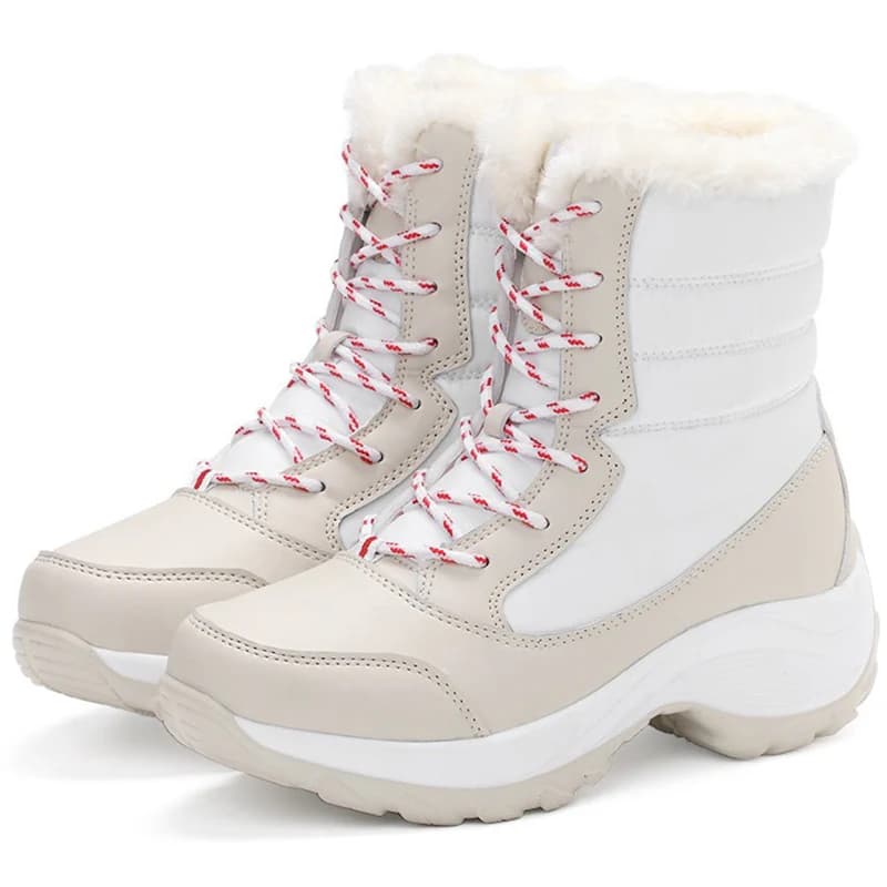Botas femininas botas de salto para sapatos de inverno mulher manter quente pele botas mujer 2025 botas de neve sapatos plataforma branco preto bota