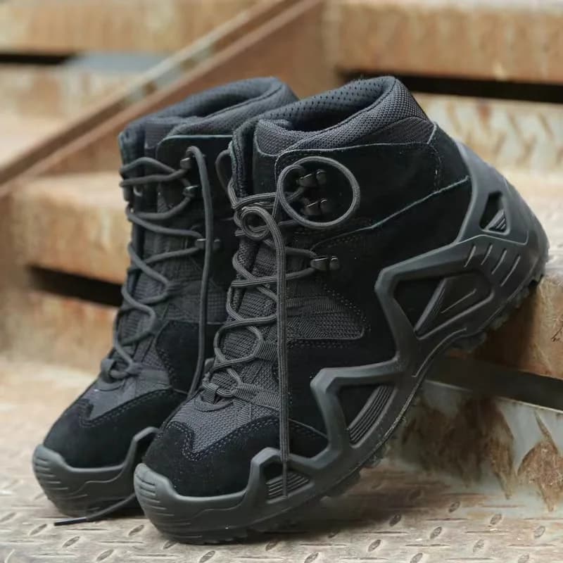 Lynjacye botas de combate verdes de corte médio, homens e mulheres, tamanho 39-46, treinamento cs ao ar livre, caminhadas, deserto, tornozelo, escalada, bota masculina