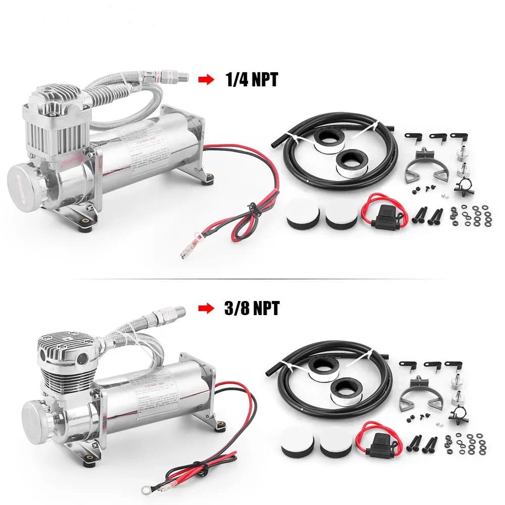 Universal 3/8NPT 1/4NPT 200PSI 480C 12V Kit de bomba de compressor de suspensão a ar Chrome TT 102993 -SL