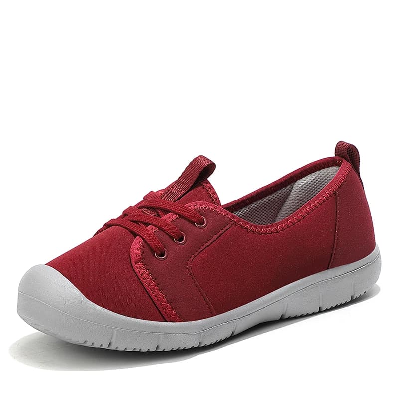 Tênis slip-on feminino Yeezy vermelho com solado cinza antiderrapante casual confortável