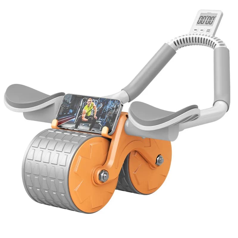 Rolo de Exercício Abdominal com Rodas Duplas, Equipamento de Fitness Estável e Antiderrapante para Treino de Abdômen em Casa, Ideal para Iniciantes