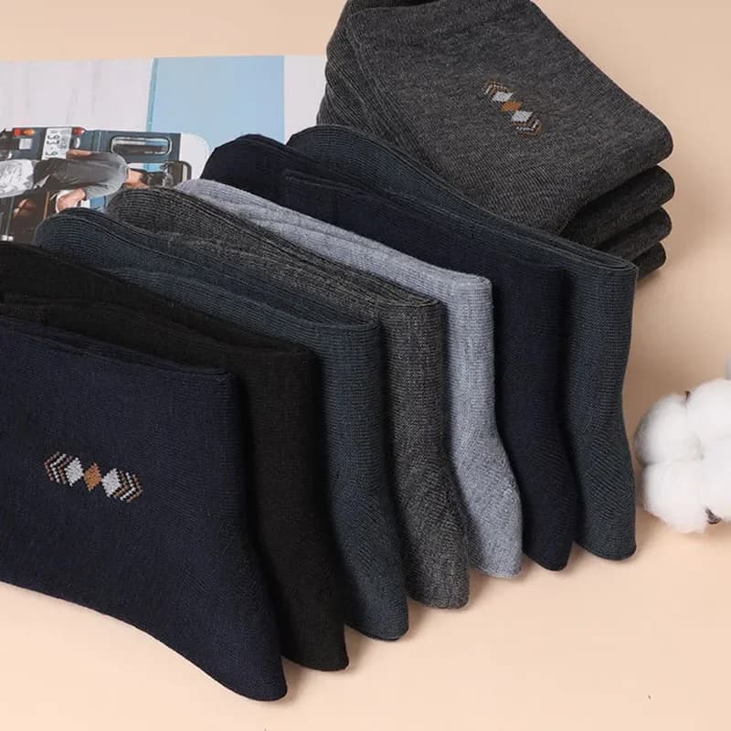 5 pares/lote moda masculina meias engrossadas quatro estações lazer respirável desodorante meados de tubo meias de algodão alta qualidade ue 38-44