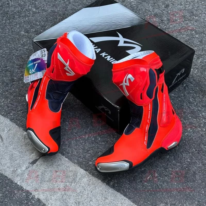 Botas de Motocicleta BENKIA SH109 Mocha com Certificação CE, Botas Profissionais para Pista, Antiderrapantes e Impermeáveis para Homens e Mulheres