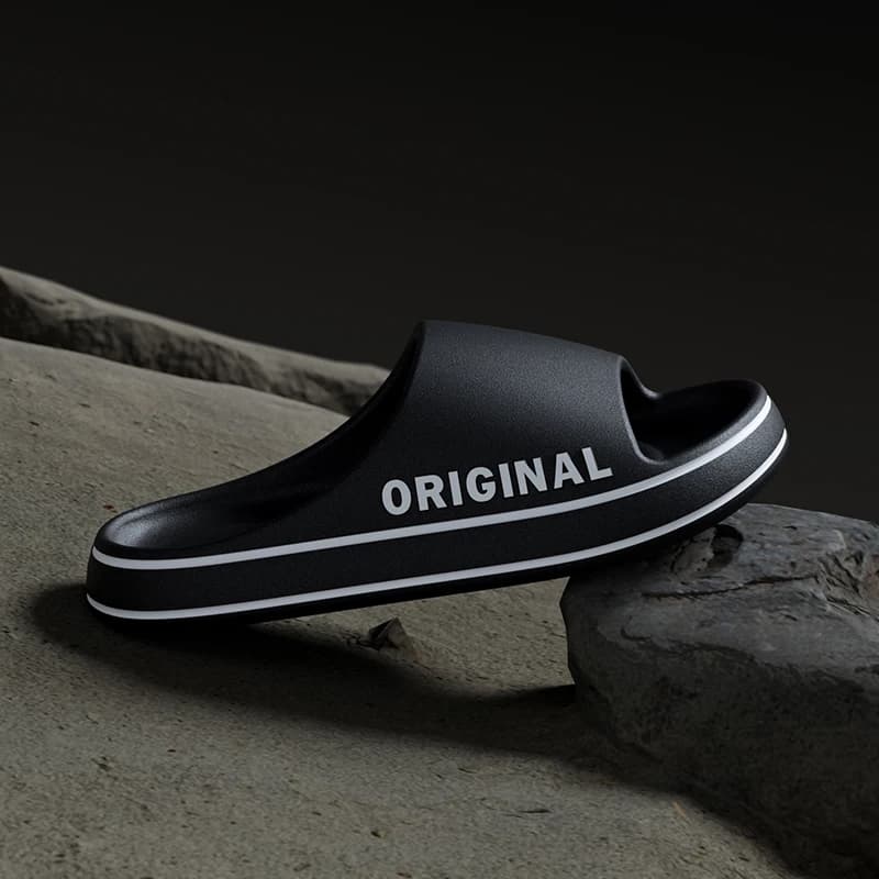 Homens sola grossa interior banheiro anti deslizamento sapatos verão casal sandálias feslishoet feminino carta chinelos praia slides cor sólida