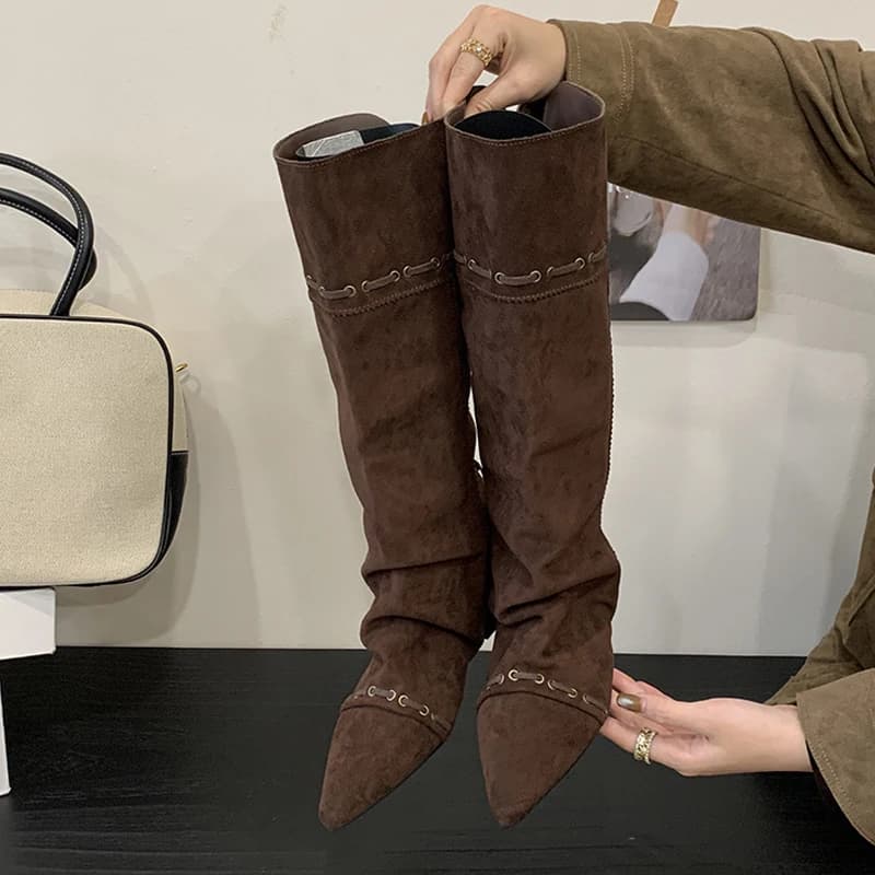 Liyke design de moda cordão rendas até joelho botas altas mulheres vintage apontou toe dentro da altura crescente sapato longo botas mujer