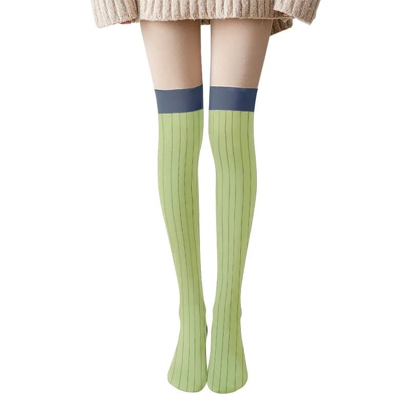 Meias acima do joelho para cosplay de Kanroji Mitsuri de Demon Slayer, listradas verdes, TAKARA TOMY, para fantasia JK, presente para meninas.