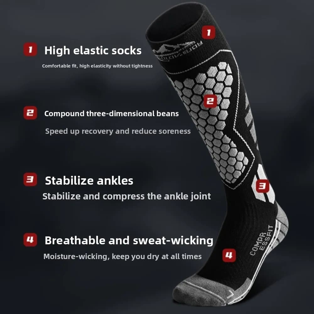 Novas Meias de Esqui Reforçadas, Respiráveis, Antiderrapantes, até o Joelho, Térmicas e que Absorvem a Umidade para Esportes de Inverno