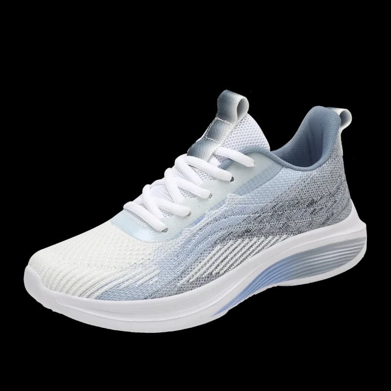 Tênis Sprint Runner masculino e feminino branco e cinza em mesh respirável para corrida e caminhada