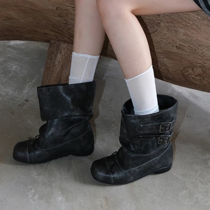Flats mulheres botas de tornozelo moda designer punk botas de inverno mulher chelsea botas 2025 tendência nova fivela gladiador motocicleta botas
