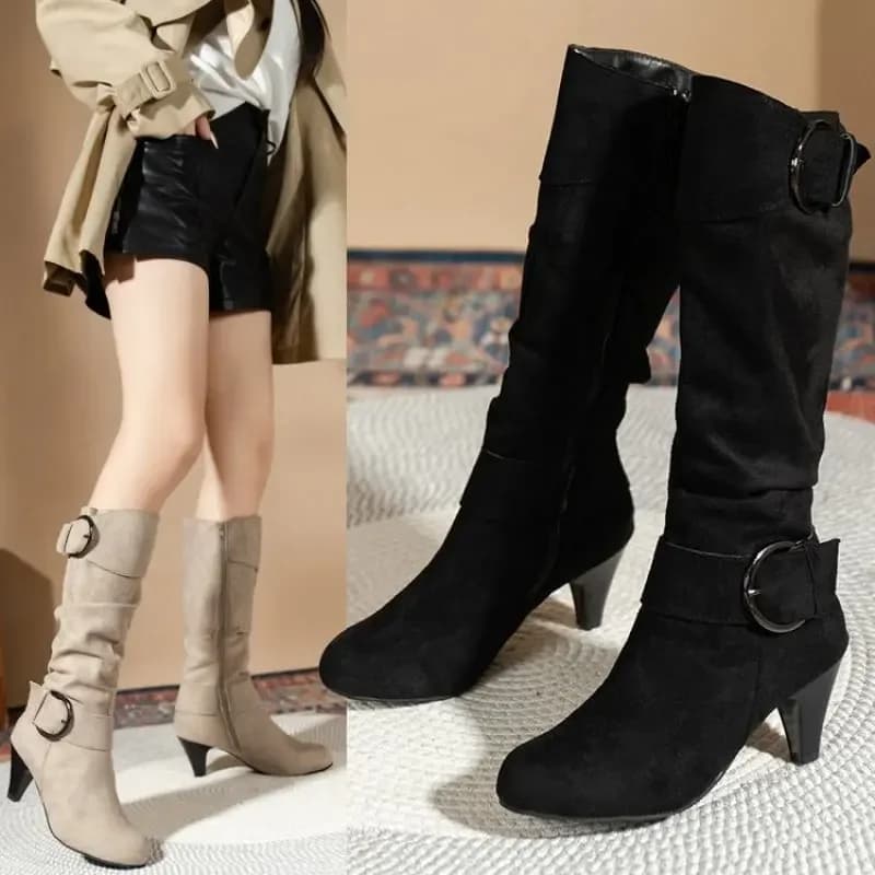 Joelho-alta zíper botas modernas femininas sapatos de alta qualidade novo dedo do pé apontado sólido estilo inglês moda casual plus size 43