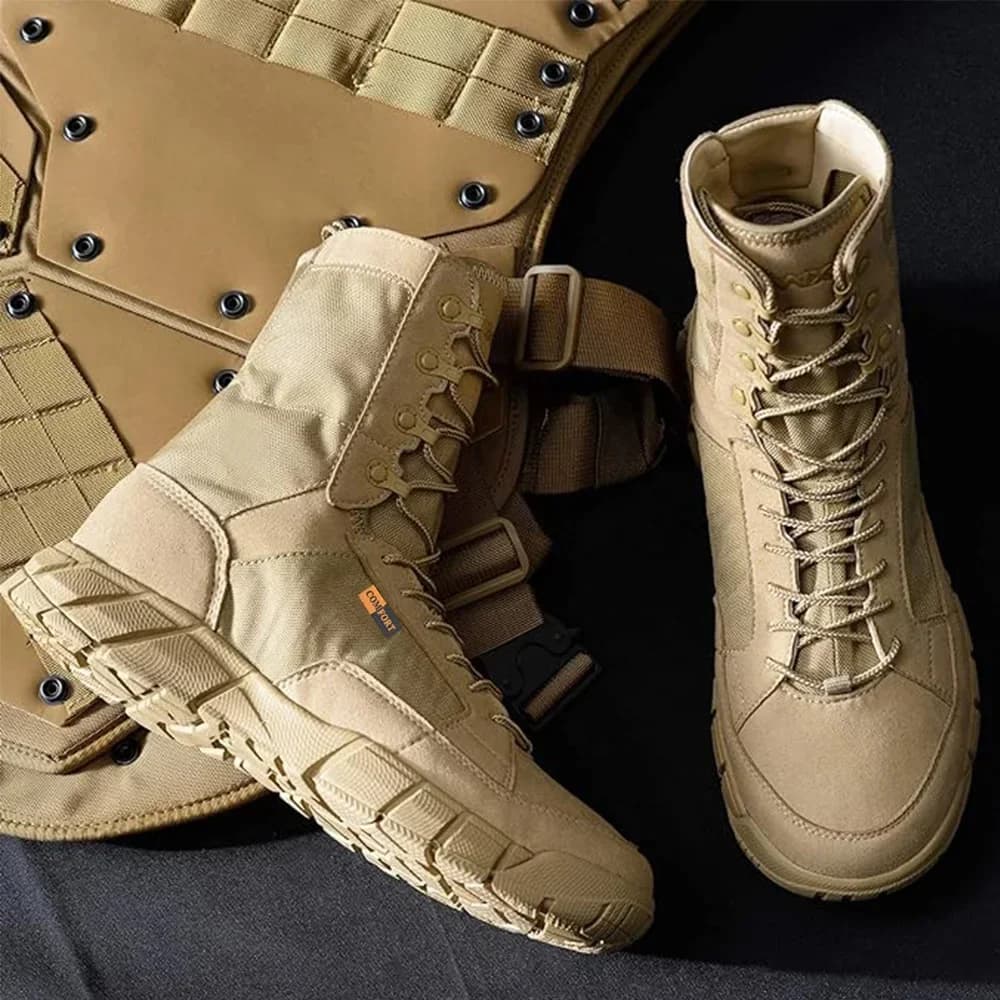 Homens leves sapatos táticos botas de combate treinamento rendas até à prova dwaterproof água ao ar livre botas caminhadas sapato respirável