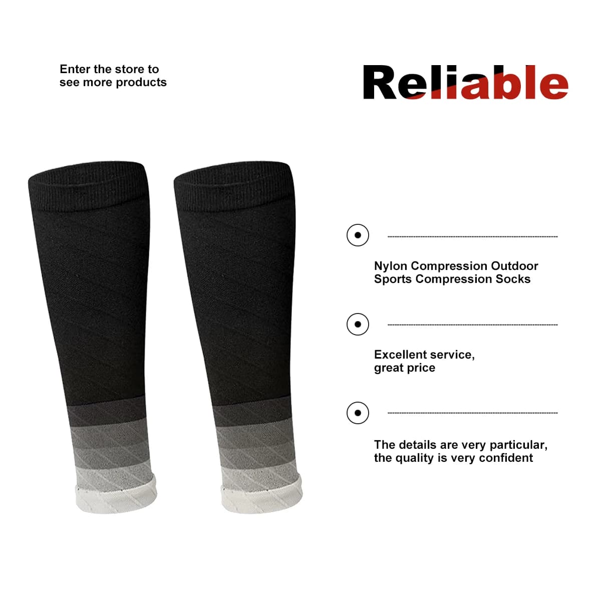 Meias esportivas de compressão, suporte para panturrilha, auxiliam para corrida noturna, leggings de nylon, meias finas para homens, corrida ao ar livre, meias de pressão longas